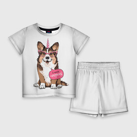 Детский костюм с шортами 3D с принтом I am so magical в городе Новоалтайск,  |  | animal | breed | dog | funny | horn | im so | inscription | look | magic | masquerade | pink | smile | unicorn | вельш корги кардиган | взгляд | единорог | животное | забавный | магия | маскарад | надпись | очки | порода | прикольный | рог