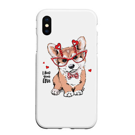Чехол для iPhone XS Max матовый с принтом I need your love в городе Новоалтайск, Силикон | Область печати: задняя сторона чехла, без боковых панелей | Тематика изображения на принте: animal | bow | bow tie | breed | cute | dog | funny | hearts | i need your love | polka dot | puppy | red | the inscription | white | бант | белый | вельш корги пемброк | галстук бабочка | горошек | животное | забавный | красный | любовь | милый | м