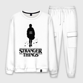 Мужской костюм хлопок с принтом STRANGER THINGS в городе Новоалтайск, 100% хлопок | на свитшоте круглая горловина, мягкая резинка по низу. Брюки заужены к низу, на них два вида карманов: два “обычных” по бокам и два объемных, с клапанами, расположенные ниже линии бедра. Брюки с мягкой трикотажной резинкой на поясе и по низу штанин. В поясе для дополнительного комфорта — широкие завязки | stranger 2 | stranger 3 | stranger things 3 | things 2 | things 3 | очень странные дела | очень странные дела 3. | очень странный дело