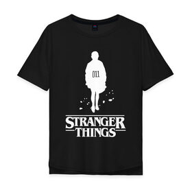 Мужская футболка хлопок Oversize с принтом STRANGER THINGS в городе Новоалтайск, 100% хлопок | свободный крой, круглый ворот, “спинка” длиннее передней части | stranger 2 | stranger 3 | stranger things 3 | things 2 | things 3 | очень странные дела | очень странные дела 3. | очень странный дело