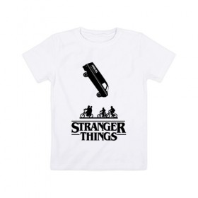Детская футболка хлопок с принтом STRANGER THINGS в городе Новоалтайск, 100% хлопок | круглый вырез горловины, полуприлегающий силуэт, длина до линии бедер | stranger 2 | stranger 3 | stranger things 3 | things 2 | things 3 | очень странные дела | очень странные дела 3. | очень странный дело