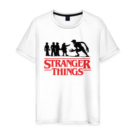 Мужская футболка хлопок с принтом STRANGER THINGS в городе Новоалтайск, 100% хлопок | прямой крой, круглый вырез горловины, длина до линии бедер, слегка спущенное плечо. | stranger 2 | stranger 3 | stranger things 3 | things 2 | things 3 | очень странные дела | очень странные дела 3. | очень странный дело
