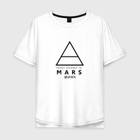 Мужская футболка хлопок Oversize с принтом 30 SECONDS TO MARS в городе Новоалтайск, 100% хлопок | свободный крой, круглый ворот, “спинка” длиннее передней части | Тематика изображения на принте: 30 seconds to mars | 30 секунд до марса | jared leto | thirty seconds to mars | джаред лето