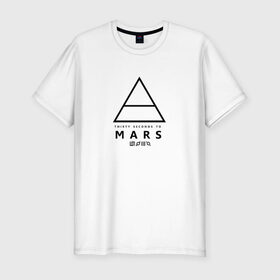 Мужская футболка премиум с принтом 30 SECONDS TO MARS в городе Новоалтайск, 92% хлопок, 8% лайкра | приталенный силуэт, круглый вырез ворота, длина до линии бедра, короткий рукав | Тематика изображения на принте: 30 seconds to mars | 30 секунд до марса | jared leto | thirty seconds to mars | джаред лето