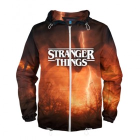 Мужская ветровка 3D с принтом STRANGER THINGS в городе Новоалтайск, 100% полиэстер | подол и капюшон оформлены резинкой с фиксаторами, два кармана без застежек по бокам, один потайной карман на груди | Тематика изображения на принте: stranger 2 | stranger 3 | stranger things 3 | things 2 | things 3 | очень странные дела | очень странные дела 3. | очень странный дело
