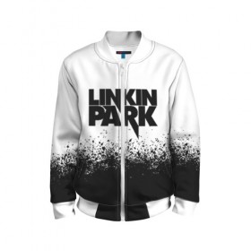 Детский бомбер 3D с принтом LINKIN PARK в городе Новоалтайск, 100% полиэстер | застегивается на молнию, по бокам два кармана без застежек, мягкие манжеты, по низу бомбера и на воротнике — эластичная резинка | chester bennington | linkin park | mike shinoda | линкин парк