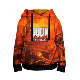 Детская толстовка 3D с принтом DOOM ETERNAL в городе Новоалтайск, 100% полиэстер | двухслойный капюшон со шнурком для регулировки, мягкие манжеты на рукавах и по низу толстовки, спереди карман-кенгуру с мягким внутренним слоем | 