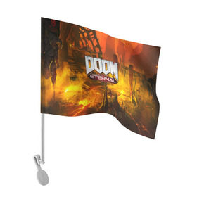 Флаг для автомобиля с принтом DOOM ETERNAL в городе Новоалтайск, 100% полиэстер | Размер: 30*21 см | doom | doom eternal | game | дум