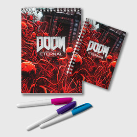 Блокнот с принтом DOOM ETERNAL в городе Новоалтайск, 100% бумага | 48 листов, плотность листов — 60 г/м2, плотность картонной обложки — 250 г/м2. Листы скреплены удобной пружинной спиралью. Цвет линий — светло-серый
 | doom | doom eternal | game | дум