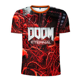 Мужская футболка 3D спортивная с принтом DOOM ETERNAL в городе Новоалтайск, 100% полиэстер с улучшенными характеристиками | приталенный силуэт, круглая горловина, широкие плечи, сужается к линии бедра | doom | doom eternal | game | дум