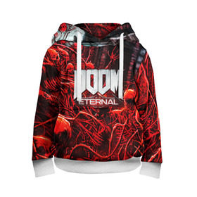 Детская толстовка 3D с принтом DOOM ETERNAL в городе Новоалтайск, 100% полиэстер | двухслойный капюшон со шнурком для регулировки, мягкие манжеты на рукавах и по низу толстовки, спереди карман-кенгуру с мягким внутренним слоем | doom | doom eternal | game | дум