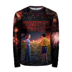 Мужской лонгслив 3D с принтом STRANGER THINGS в городе Новоалтайск, 100% полиэстер | длинные рукава, круглый вырез горловины, полуприлегающий силуэт | 011 | down | eleven | netflix | season | series | strange | stranger | things | upside | дела | дина | загадочные | монстр | монстры | одиннадцать | очень | сезон | сериал | сериалы | события | странные | ужасы