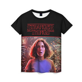 Женская футболка 3D с принтом STRANGER THINGS в городе Новоалтайск, 100% полиэфир ( синтетическое хлопкоподобное полотно) | прямой крой, круглый вырез горловины, длина до линии бедер | 011 | down | eleven | netflix | season | series | strange | stranger | things | upside | дела | дина | загадочные | монстр | монстры | одиннадцать | очень | сезон | сериал | сериалы | события | странные | ужасы