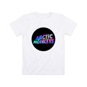 Детская футболка хлопок с принтом ARCTIC MONKEYS в городе Новоалтайск, 100% хлопок | круглый вырез горловины, полуприлегающий силуэт, длина до линии бедер | arctic monkeys | арктик манкис | арктические мартышки