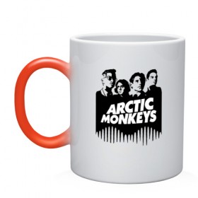 Кружка хамелеон с принтом ARCTIC MONKEYS в городе Новоалтайск, керамика | меняет цвет при нагревании, емкость 330 мл | arctic monkeys | арктик манкис | арктические мартышки