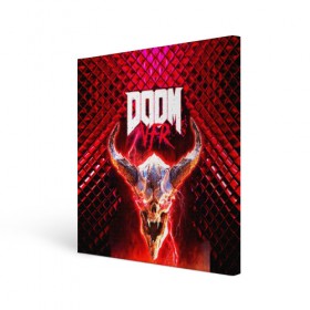 Холст квадратный с принтом Doom Enternal в городе Новоалтайск, 100% ПВХ |  | 3d | doom enternal | игра | компьютерная | логотип | планета | темный | шутер