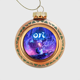 Стеклянный ёлочный шар с принтом Ori - And The Will Of The Wisp в городе Новоалтайск, Стекло | Диаметр: 80 мм | Тематика изображения на принте: microsoft studios | moon studios | ori | ori and the blind forest | unity | лес | луна | нибела | ночной лес | ночь | ори | платформер | сова