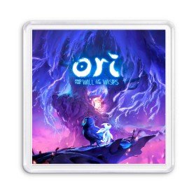 Магнит 55*55 с принтом Ori - And The Will Of The Wisp в городе Новоалтайск, Пластик | Размер: 65*65 мм; Размер печати: 55*55 мм | microsoft studios | moon studios | ori | ori and the blind forest | unity | лес | луна | нибела | ночной лес | ночь | ори | платформер | сова