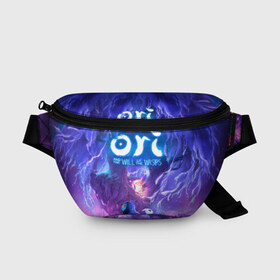 Поясная сумка 3D с принтом Ori - And The Will Of The Wisp в городе Новоалтайск, 100% полиэстер | плотная ткань, ремень с регулируемой длиной, внутри несколько карманов для мелочей, основное отделение и карман с обратной стороны сумки застегиваются на молнию | microsoft studios | moon studios | ori | ori and the blind forest | unity | лес | луна | нибела | ночной лес | ночь | ори | платформер | сова