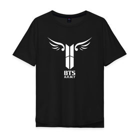 Мужская футболка хлопок Oversize с принтом BTS ARMY в городе Новоалтайск, 100% хлопок | свободный крой, круглый ворот, “спинка” длиннее передней части | bangtan boys | bts | бтс