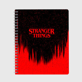 Тетрадь с принтом STRANGER THINGS в городе Новоалтайск, 100% бумага | 48 листов, плотность листов — 60 г/м2, плотность картонной обложки — 250 г/м2. Листы скреплены сбоку удобной пружинной спиралью. Уголки страниц и обложки скругленные. Цвет линий — светло-серый
 | stranger things | очень странные дела