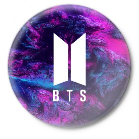 Значок с принтом BTS NEON в городе Новоалтайск,  металл | круглая форма, металлическая застежка в виде булавки | bangtan boys | bts | бтс