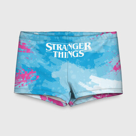 Детские купальные плавки 3D с принтом STRANGER THINGS в городе Новоалтайск, Полиэстер 85%, Спандекс 15% | Слитный крой, подклад по переду изделия, узкие бретели | stranger things | очень странные дела