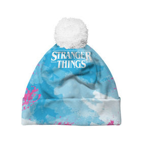 Шапка 3D c помпоном с принтом STRANGER THINGS в городе Новоалтайск, 100% полиэстер | универсальный размер, печать по всей поверхности изделия | stranger things | очень странные дела