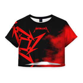 Женская футболка Cropp-top с принтом Metallica в городе Новоалтайск, 100% полиэстер | круглая горловина, длина футболки до линии талии, рукава с отворотами | metalica | metallica | группа | джеймс хэтфилд | кирк хэмметт | ларс ульрих | метал | металика | металлика | миталика | музыка | роберт трухильо | рок | трэш | трэшметал | хард | хеви
