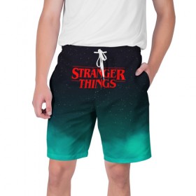 Мужские шорты 3D с принтом STRANGER THINGS в городе Новоалтайск,  полиэстер 100% | прямой крой, два кармана без застежек по бокам. Мягкая трикотажная резинка на поясе, внутри которой широкие завязки. Длина чуть выше колен | Тематика изображения на принте: stranger things | очень странные дела