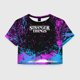 Женская футболка Crop-top 3D с принтом STRANGER THINGS | ОЧЕНЬ СТРАННЫЕ ДЕЛА в городе Новоалтайск, 100% полиэстер | круглая горловина, длина футболки до линии талии, рукава с отворотами | stranger things | очень странные дела