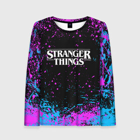 Женский лонгслив 3D с принтом STRANGER THINGS | ОЧЕНЬ СТРАННЫЕ ДЕЛА в городе Новоалтайск, 100% полиэстер | длинные рукава, круглый вырез горловины, полуприлегающий силуэт | stranger things | очень странные дела