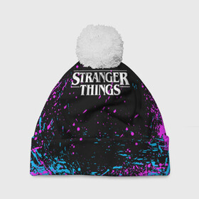 Шапка 3D c помпоном с принтом STRANGER THINGS | ОЧЕНЬ СТРАННЫЕ ДЕЛА в городе Новоалтайск, 100% полиэстер | универсальный размер, печать по всей поверхности изделия | stranger things | очень странные дела