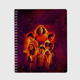 Тетрадь с принтом STRANGER THINGS - 3 сезон в городе Новоалтайск, 100% бумага | 48 листов, плотность листов — 60 г/м2, плотность картонной обложки — 250 г/м2. Листы скреплены сбоку удобной пружинной спиралью. Уголки страниц и обложки скругленные. Цвет линий — светло-серый
 | 011 | down | eleven | netflix | season | series | strange | stranger | things | upside | дела | дина | загадочные | монстр | монстры | одиннадцать | очень | сезон | сериал | сериалы | события | странные | ужасы