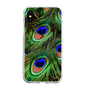 Чехол для iPhone XS Max матовый с принтом Перья павлина #1 в городе Новоалтайск, Силикон | Область печати: задняя сторона чехла, без боковых панелей | Тематика изображения на принте: animal | bird | peacock feathers | животные | павлин | перо. | перья | птица