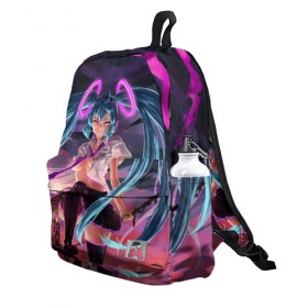 Рюкзак 3D с принтом Hatsune Miku в городе Новоалтайск, 100% полиэстер | лямки с регулируемой длиной, сверху петелька, чтобы рюкзак можно было повесить на вешалку. Основное отделение закрывается на молнию, как и внешний карман. Внутри два дополнительных кармана, один из которых закрывается на молнию. По бокам два дополнительных кармашка | anime | character | geisha | hatsune miku | japan | kimono | manga | style | аниме | вокалоид | девушки | манга | мульт | оружие | сёдзё | сериал | хатсуне мику