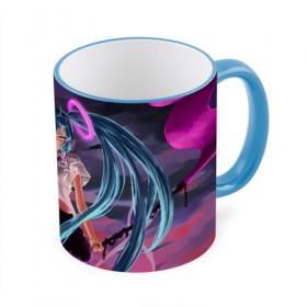 Кружка с принтом Hatsune Miku в городе Новоалтайск, керамика | ёмкость 330 мл | Тематика изображения на принте: anime | character | geisha | hatsune miku | japan | kimono | manga | style | аниме | вокалоид | девушки | манга | мульт | оружие | сёдзё | сериал | хатсуне мику