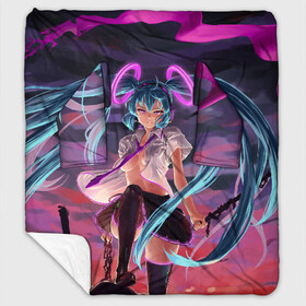 Плед с рукавами с принтом Hatsune Miku в городе Новоалтайск, 100% полиэстер | Закругленные углы, все края обработаны. Ткань не мнется и не растягивается. Размер 170*145 | anime | character | geisha | hatsune miku | japan | kimono | manga | style | аниме | вокалоид | девушки | манга | мульт | оружие | сёдзё | сериал | хатсуне мику