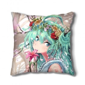 Подушка 3D с принтом Hatsune Miku в городе Новоалтайск, наволочка – 100% полиэстер, наполнитель – холлофайбер (легкий наполнитель, не вызывает аллергию). | состоит из подушки и наволочки. Наволочка на молнии, легко снимается для стирки | anime | character | geisha | hatsune miku | japan | kimono | manga | style | аниме | вокалоид | девушки | манга | мульт | оружие | сёдзё | сериал | хатсуне мику