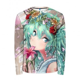 Мужской лонгслив 3D с принтом Hatsune Miku в городе Новоалтайск, 100% полиэстер | длинные рукава, круглый вырез горловины, полуприлегающий силуэт | anime | character | geisha | hatsune miku | japan | kimono | manga | style | аниме | вокалоид | девушки | манга | мульт | оружие | сёдзё | сериал | хатсуне мику