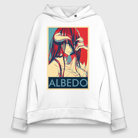 Женское худи Oversize хлопок с принтом Альбедо в городе Новоалтайск, френч-терри — 70% хлопок, 30% полиэстер. Мягкий теплый начес внутри —100% хлопок | боковые карманы, эластичные манжеты и нижняя кромка, капюшон на магнитной кнопке | overlord | альбедо | аниме | повелитель
