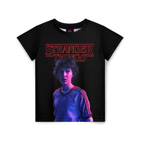 Детская футболка 3D с принтом STRANGER THINGS - Дина в городе Новоалтайск, 100% гипоаллергенный полиэфир | прямой крой, круглый вырез горловины, длина до линии бедер, чуть спущенное плечо, ткань немного тянется | Тематика изображения на принте: 011 | down | eleven | netflix | season | series | strange | stranger | things | upside | дела | дина | загадочные | монстр | монстры | одиннадцать | очень | сезон | сериал | сериалы | события | странные | ужасы