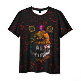 Мужская футболка 3D с принтом FNAF Nightmare в городе Новоалтайск, 100% полиэфир | прямой крой, круглый вырез горловины, длина до линии бедер | blood | five nights at freddy’s | fnaf | game | horror | игра | кровь | пять ночей у фредди | ужас | фнаф | фреди