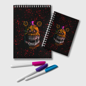 Блокнот с принтом FNAF Nightmare в городе Новоалтайск, 100% бумага | 48 листов, плотность листов — 60 г/м2, плотность картонной обложки — 250 г/м2. Листы скреплены удобной пружинной спиралью. Цвет линий — светло-серый
 | blood | five nights at freddy’s | fnaf | game | horror | игра | кровь | пять ночей у фредди | ужас | фнаф | фреди