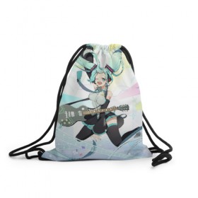 Рюкзак-мешок 3D с принтом Hatsune Miku в городе Новоалтайск, 100% полиэстер | плотность ткани — 200 г/м2, размер — 35 х 45 см; лямки — толстые шнурки, застежка на шнуровке, без карманов и подкладки | Тематика изображения на принте: anime | character | geisha | hatsune miku | japan | kimono | manga | style | аниме | вокалоид | девушки | манга | мульт | оружие | сёдзё | сериал | хатсуне мику