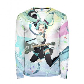 Мужской лонгслив 3D с принтом Hatsune Miku в городе Новоалтайск, 100% полиэстер | длинные рукава, круглый вырез горловины, полуприлегающий силуэт | anime | character | geisha | hatsune miku | japan | kimono | manga | style | аниме | вокалоид | девушки | манга | мульт | оружие | сёдзё | сериал | хатсуне мику