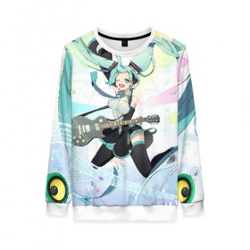 Женский свитшот 3D с принтом Hatsune Miku в городе Новоалтайск, 100% полиэстер с мягким внутренним слоем | круглый вырез горловины, мягкая резинка на манжетах и поясе, свободная посадка по фигуре | anime | character | geisha | hatsune miku | japan | kimono | manga | style | аниме | вокалоид | девушки | манга | мульт | оружие | сёдзё | сериал | хатсуне мику