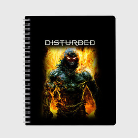 Тетрадь с принтом Disturbed в городе Новоалтайск, 100% бумага | 48 листов, плотность листов — 60 г/м2, плотность картонной обложки — 250 г/м2. Листы скреплены сбоку удобной пружинной спиралью. Уголки страниц и обложки скругленные. Цвет линий — светло-серый
 | disturbed | heavy metal | the guy | группы | метал | рок