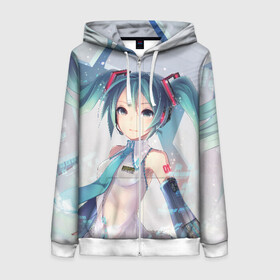 Женская толстовка 3D на молнии с принтом МИКУ ХАЦУНЭ | MIKU HATSUNE в городе Новоалтайск, 100% полиэстер | длина до линии бедра, манжеты и пояс оформлены мягкой тканевой резинкой, двухслойный капюшон со шнурком для регулировки, спереди молния, по бокам два кармана | anime | character | geisha | hatsune miku | japan | kimono | manga | style | аниме | вокалоид | девушки | манга | мульт | оружие | сёдзё | сериал | хатсуне мику