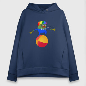 Женское худи Oversize хлопок с принтом PepeClown в городе Новоалтайск, френч-терри — 70% хлопок, 30% полиэстер. Мягкий теплый начес внутри —100% хлопок | боковые карманы, эластичные манжеты и нижняя кромка, капюшон на магнитной кнопке | feels bad man | feels good man | honk honk | pepe | pepe the frog | sad pepe | грустная лягушка | пепе